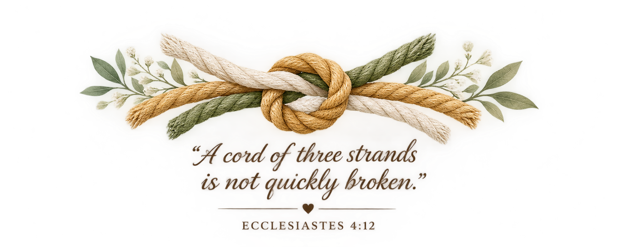Illustration of three coloured strands bound together as one cord
